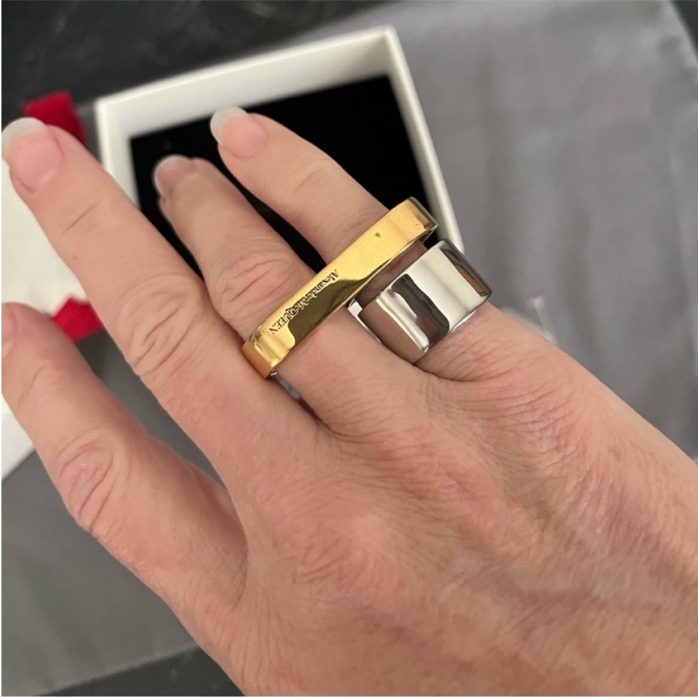Alexander McQueen Silver and Gold Double Ring - Picture 7 of 10